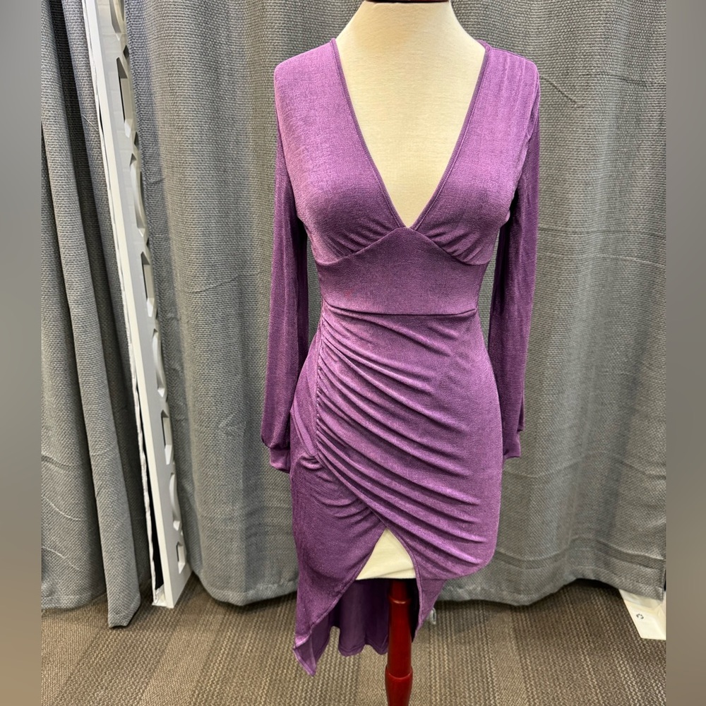 NWT Cider Purple Bodycon High Low Dress Size XS